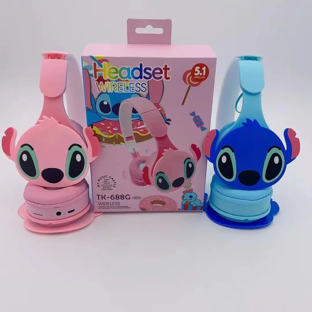 Disney Stitch Cartoon Fones de Ouvido Baixo Pesado Dobrável Infantil Student Headwear Fones de Ouvido Bluetooth Novo Tk688g - Image 5
