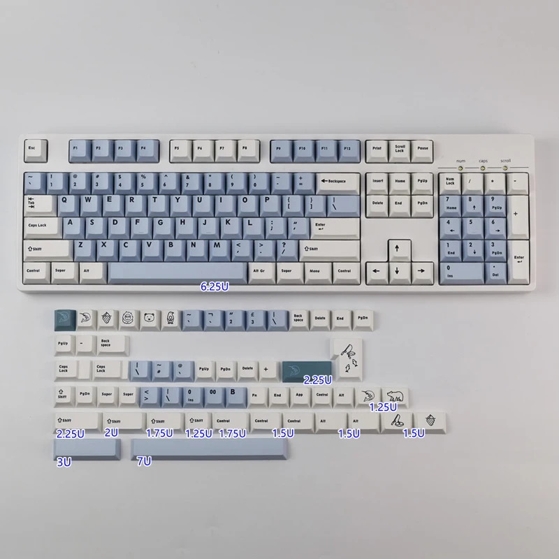 

160 Keys Iceberg Sea Animal Keycap Set Theme PBT Cherry Profile Dye Sublimation For MX Switch Mechanical Keyboard Keycaps