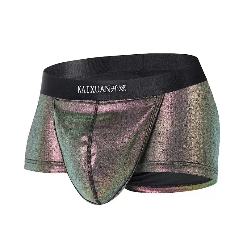 

Глянцевое блестящее мужское сексуальное нижнее белье, короткие трусики, мужские бриджи
