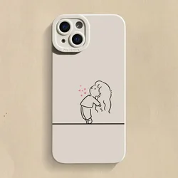 Adorable Silicone Phone Case with Matching Couple Design - iPhone 15 (White - YYDSM3451)