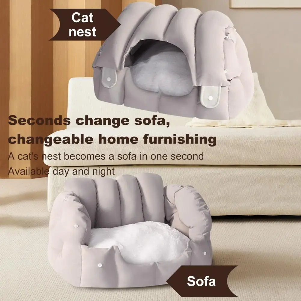 Pet Sofa Dual-Purpose Cat Bed Adjustable Shape Pet House Tent with Washable Removable Cushion for Cats Small Dogs Rabbit 3