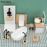 1Pcs/1Set 1:12 Dollhouse Miniature Bathroom Shower Room Toilet Bathtub Sink Commode Furniture Decor Toy Doll House Accessories 1