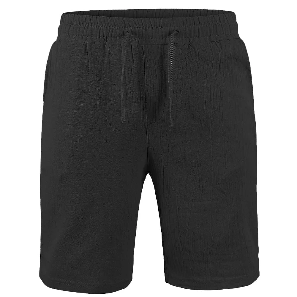Cotton Linen Shorts Men Five-point Sports Short Breathable Simple Pants Summer Thin Casual Shorts Solid Color Elastic Pant 5