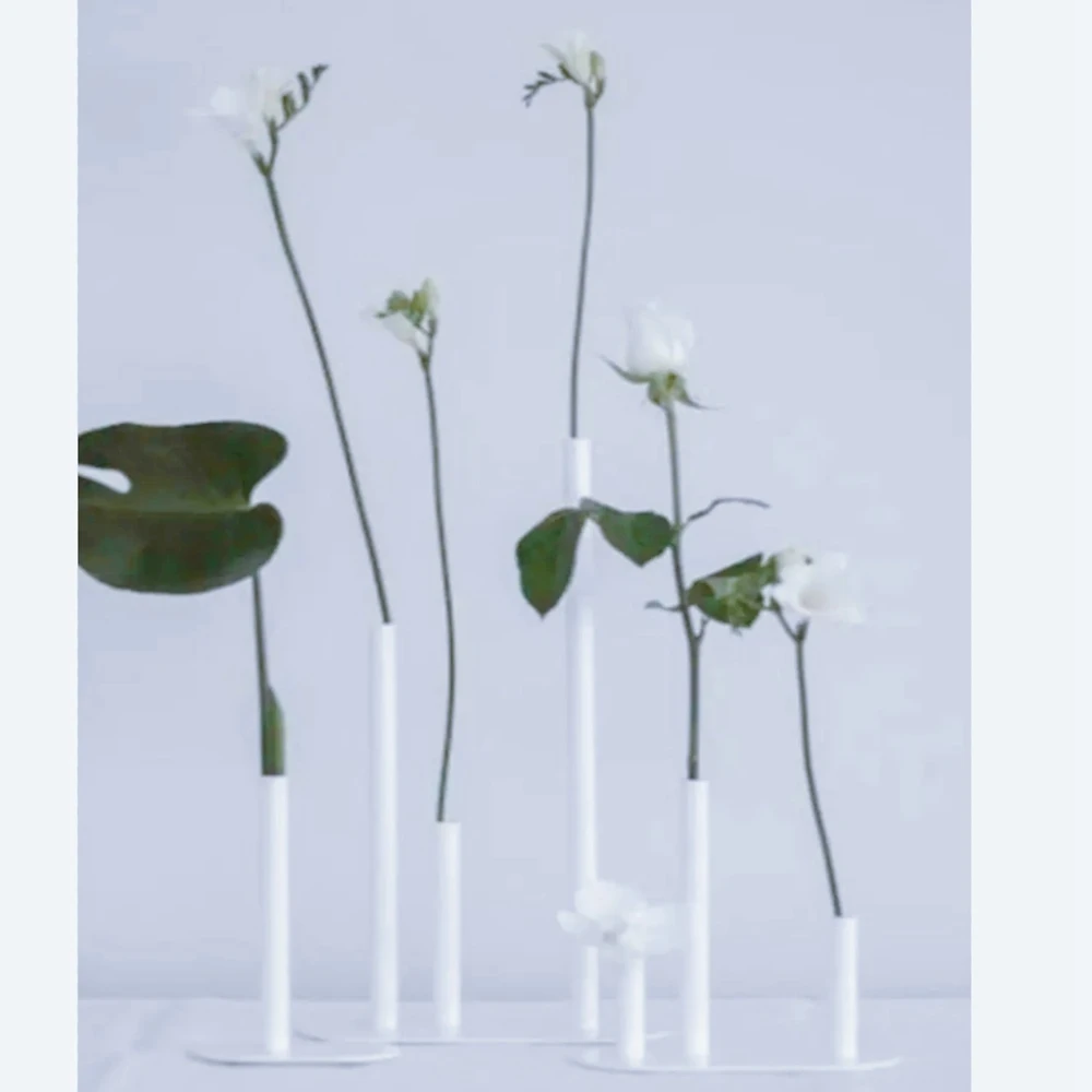 3pcs/set)single stem not bud vase long stem nordic wedding vases for flowers metal home decorative white black three head vase