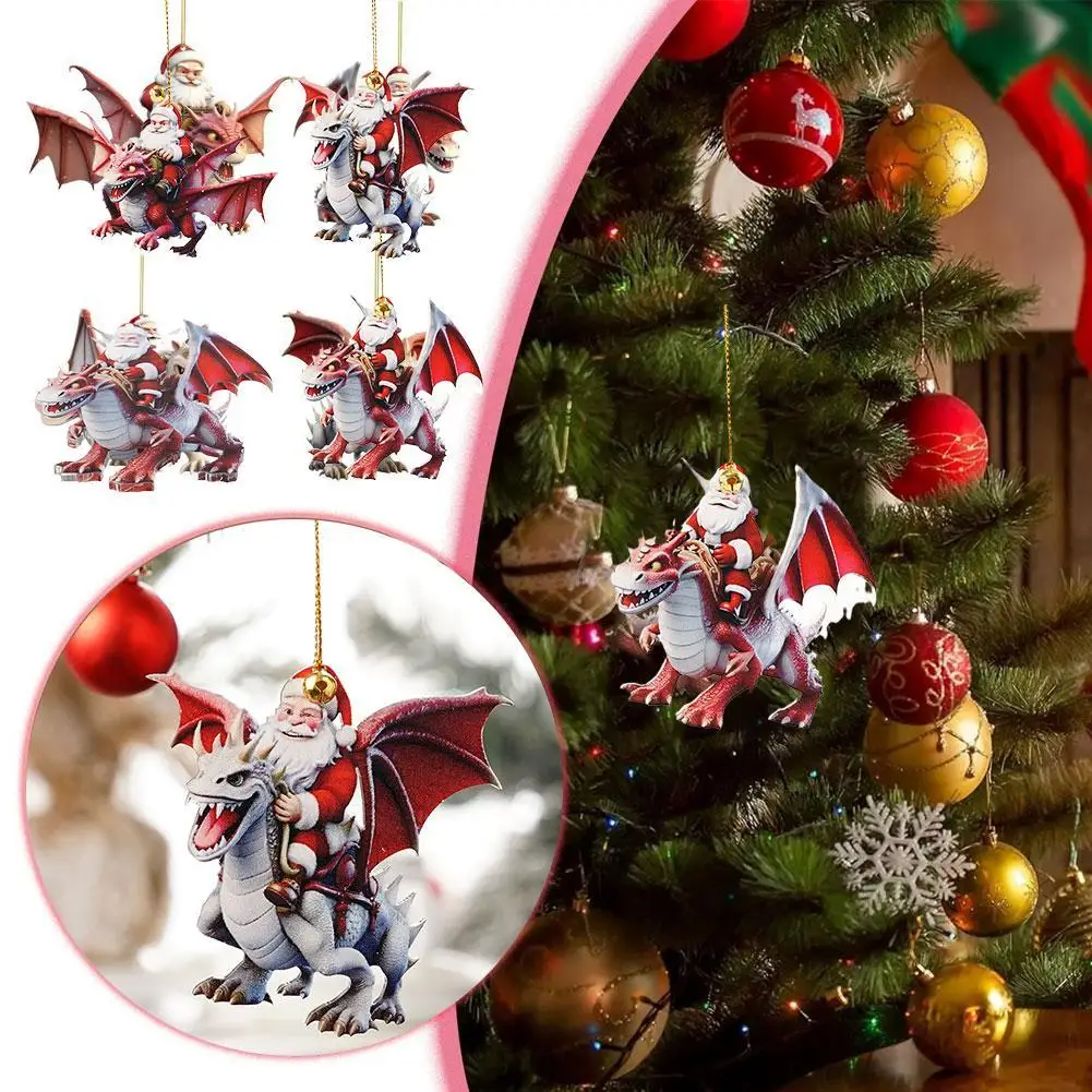 

2024 Christmas Fly Dragon Ornament Keychain Window Decor Acrylic For Home Holiday Party Fun Decoration Pendant Accessories