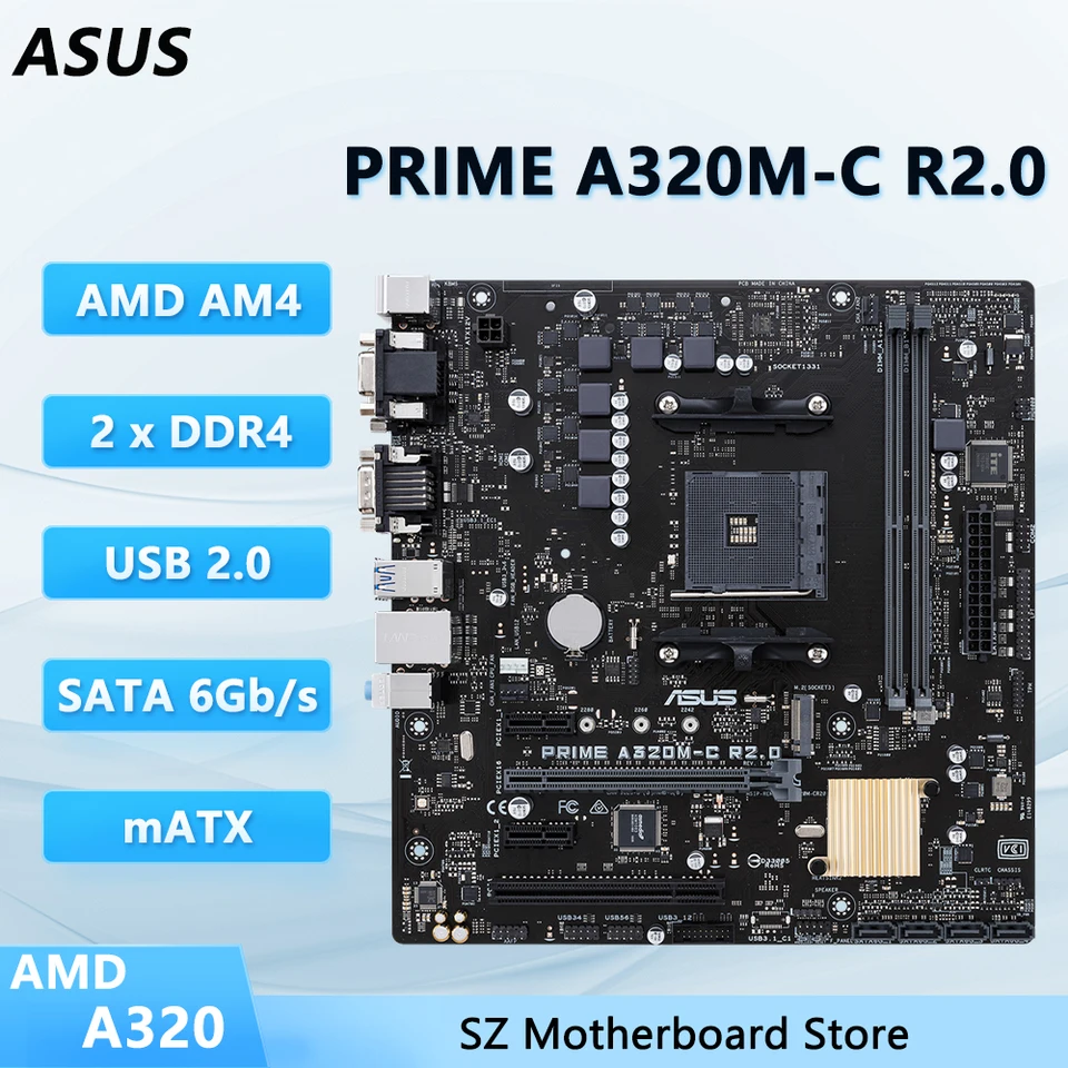 ASUS PRIME A320M-C R2.0 マザーボード AMD A320 AM4 対応 Ryzen 5