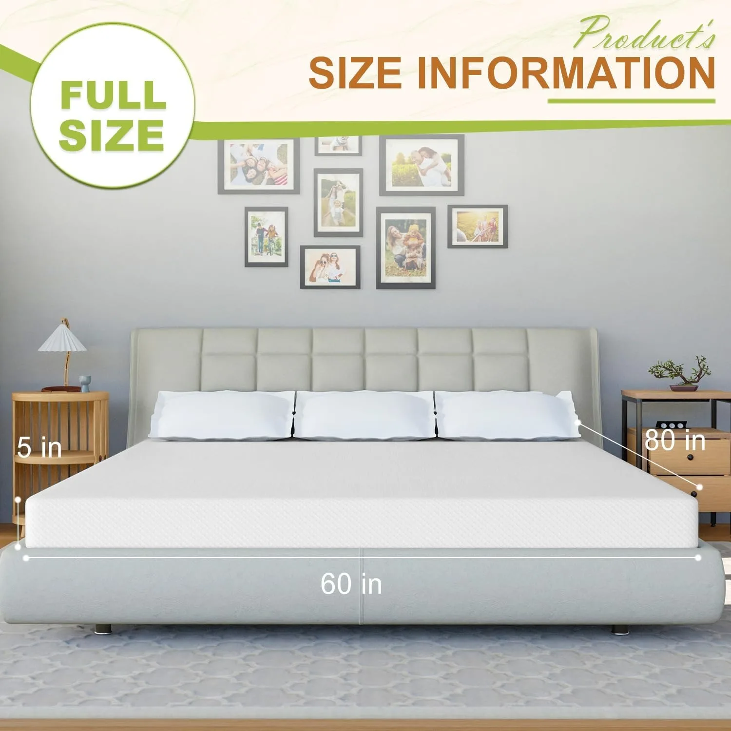 5 Inch Queen Mattress, Gel Memory Foam Queen Size Mattress, Pressure Relieving, Cooling Gel Foam, Queen Mattress in a Box, White 2