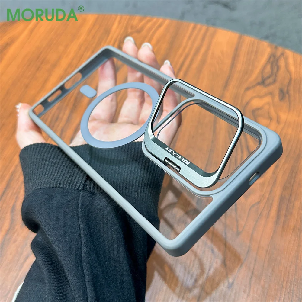 Ultra Metal Lens Holder Magnetic Transparent Slim Hard Phone Case