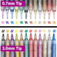 12Pcs Sparkle Color Acrylic Paint Glitter Marker Pen 3.0mm 0.7mm Tip Art Drawing Rock Stone Wood Poster Canvas Ceramic Scrapbook 2