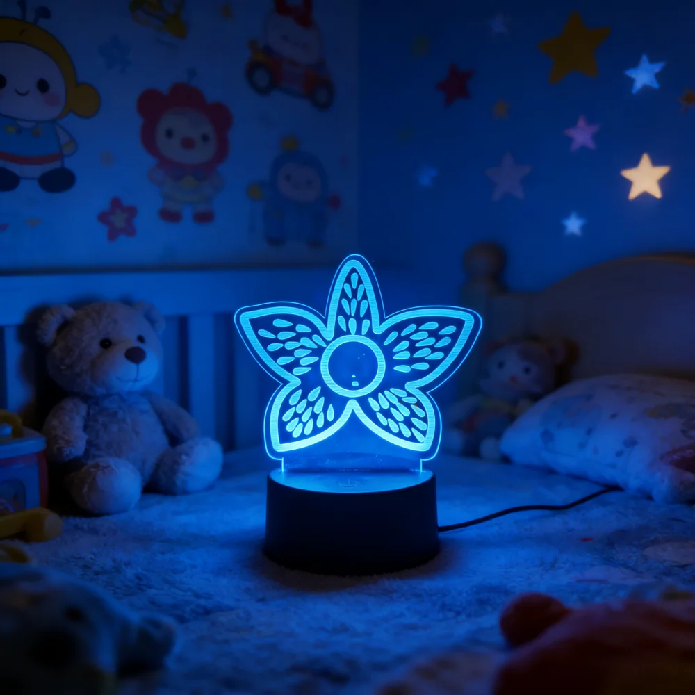새로운 LED 램프 영화 스트레인저 나이트 라이트 3D 환상 꽃 터치 테이블 램프 데스크탑 장식 어린이 방 멋진 물건 크리스마스 선물