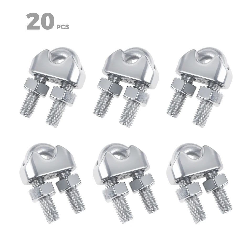 U Bolts 30 Pack M6 1/4 Inch Wire Rope Clamps - 304 Stainless Steel U Bolt Cable Clips U Bolt Saddle Clamps - View #9