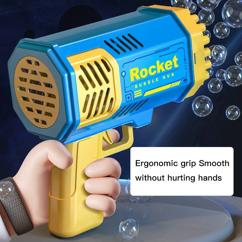 New 23 Holes Electric Rocket Bubble Gun Toy Bubbles Machine Automatic Soap Blower with Light Summer Outdoor Party games Child 2