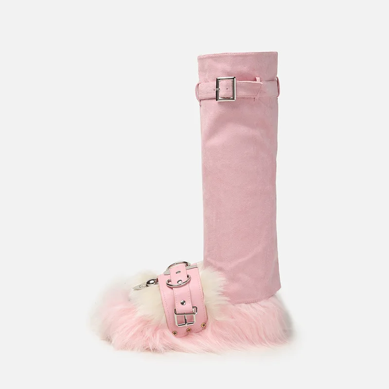 

2023 Fur Tube New Cute Pink Heart Platform Lolita Outdoor Thick Bottom Round Toe Free Shipping Shoes For Women Sandal Slippers