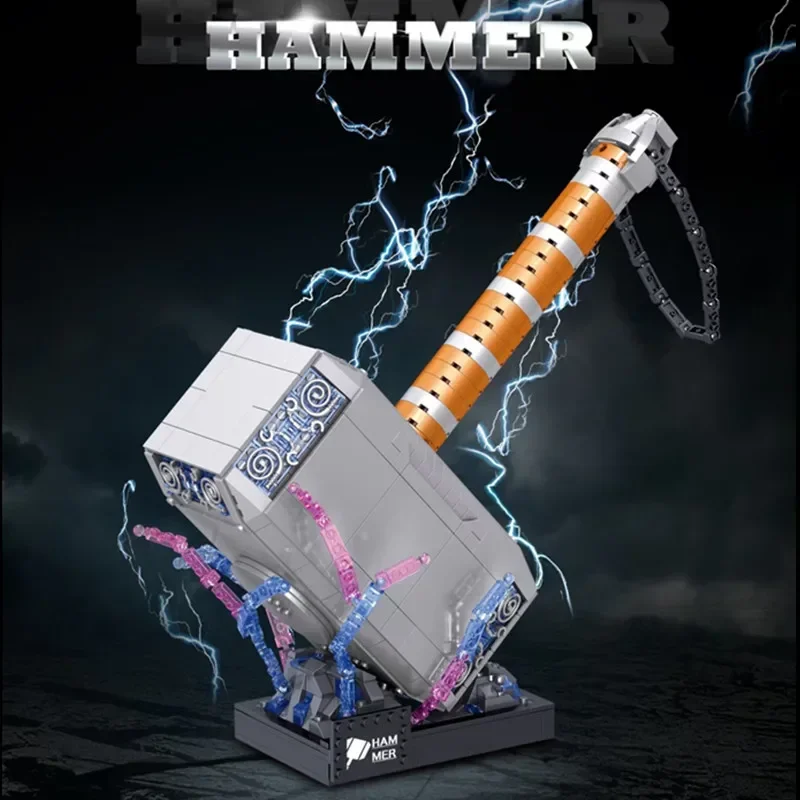 

975 шт. строительные блоки Thors Mjolnir, игрушки громовой Молот Heroes, игрушки Infinity Wars, кирпич, детский подарок, набор для мальчиков
