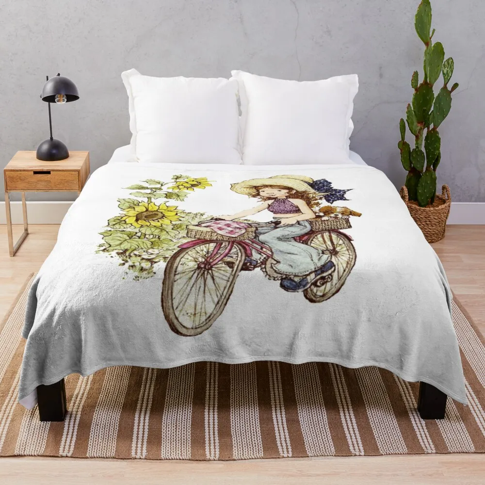 

Sarah kay - Girl with bicycle Throw Blanket For Sofa sofa Beautiful Blankets Soft Bed Blankets
