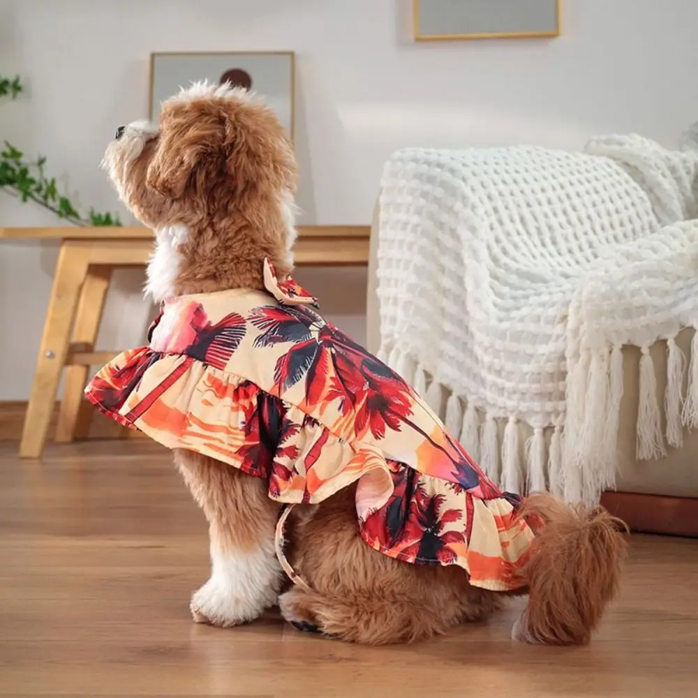 Fashion Hawaiian Style Pet Beach Shawl Skirt Cool Sun Protection Dog Vacation Skirt Breathable Cat Cape Dress Spring