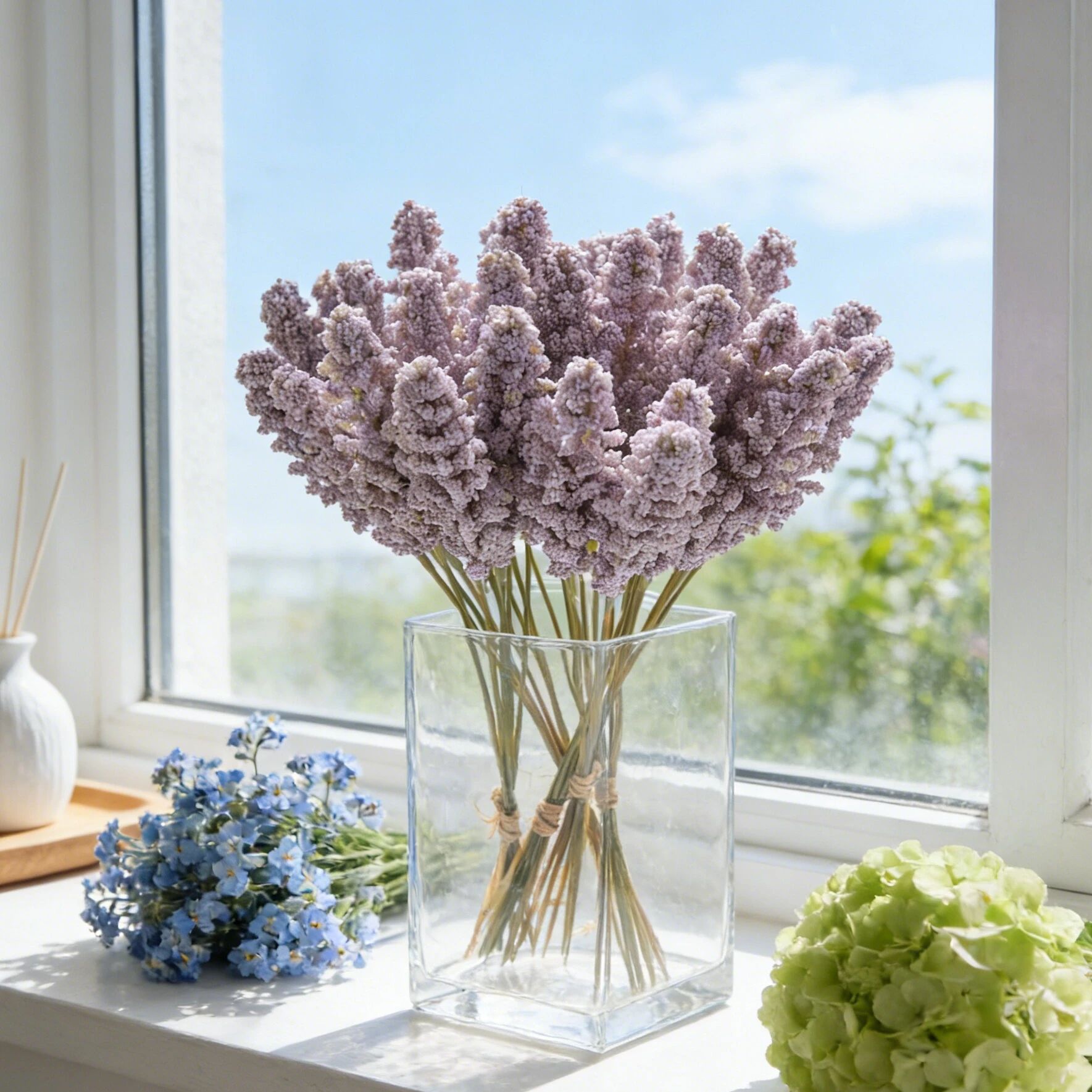 Exquisite Lavender Vase with Artificial Flowers for Home and Event Decoration