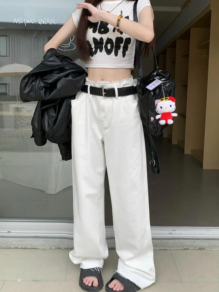 women suit pants autumn 2021 new high waist mopping floor hanging feeling wide leg trousers women s coffee straight pants Floor Denim Pants For Women Jeans Pants Loose Autumn Design, High Waisted And Slim Straight Leg Wide Leg Pants