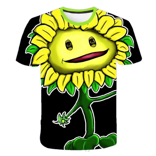 Boys Girls 3D Short Sleeve T-Shirt Plant Zombie Print T-Shirt Girls Cartoon T-Shirt 3-14 Years Old Anime T-Shirt TX-s905