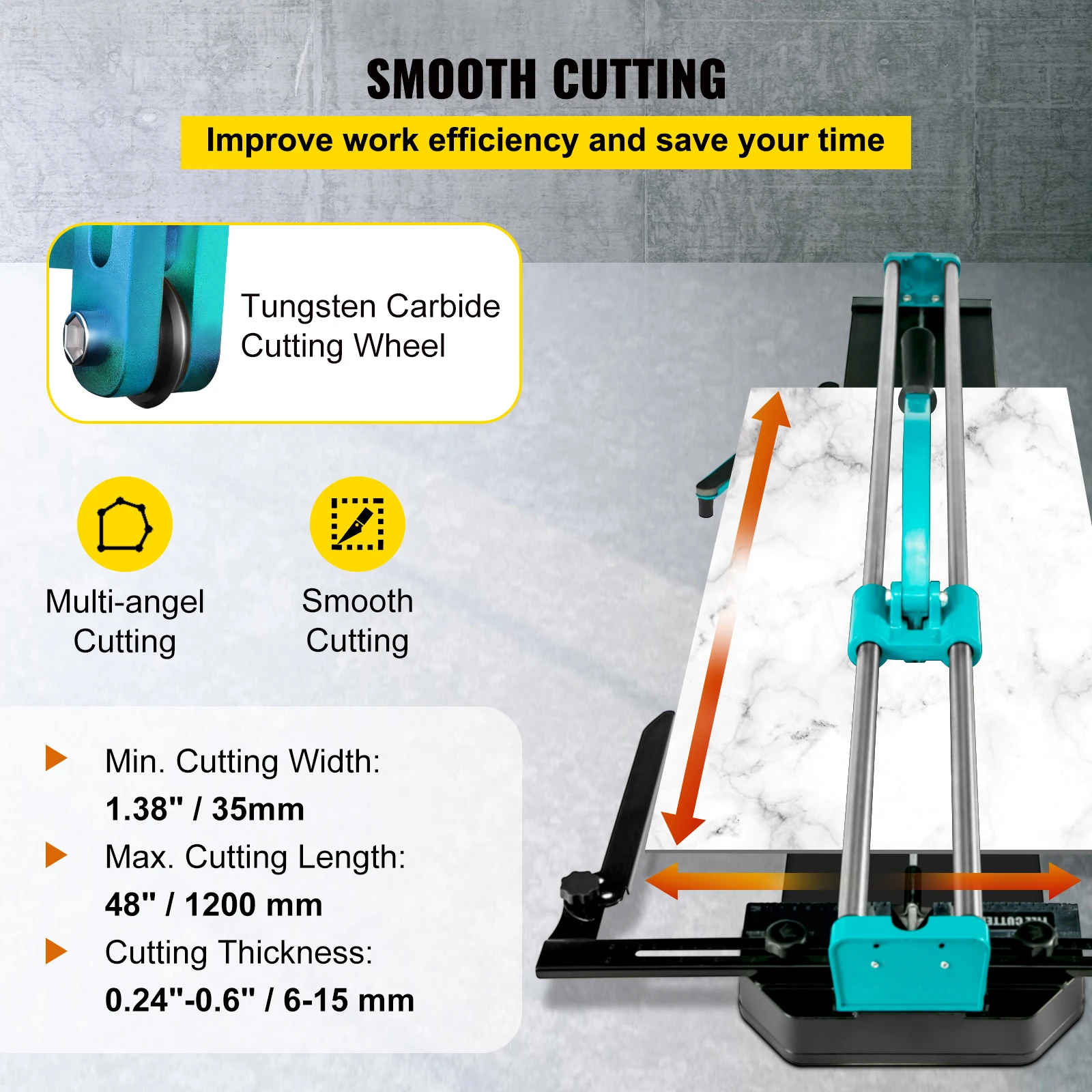 VEVOR 1200MM Tile Cutter High Precision Manual Ceramic Floor Tiles Tile Cutter 48 Inch Cutting Machine for Precision Cutting 3