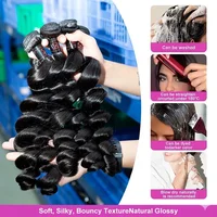 Extensions de cheveux humains bouclés à ondulations profondes, double trame, non traités, brésiliens, 30 38 40 pouces, 1 2 3 4 Tissage 2