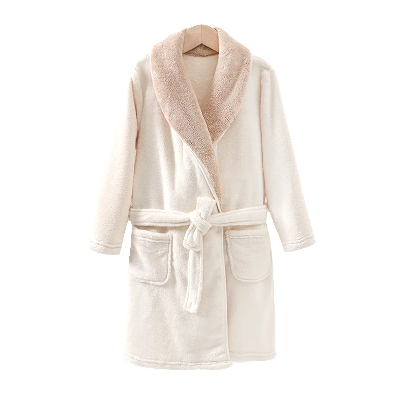 Boys Girls Bathrobes Winter Flannel Thick Robes Towel Pajamas Gown Mom Dad Family Home Clothes