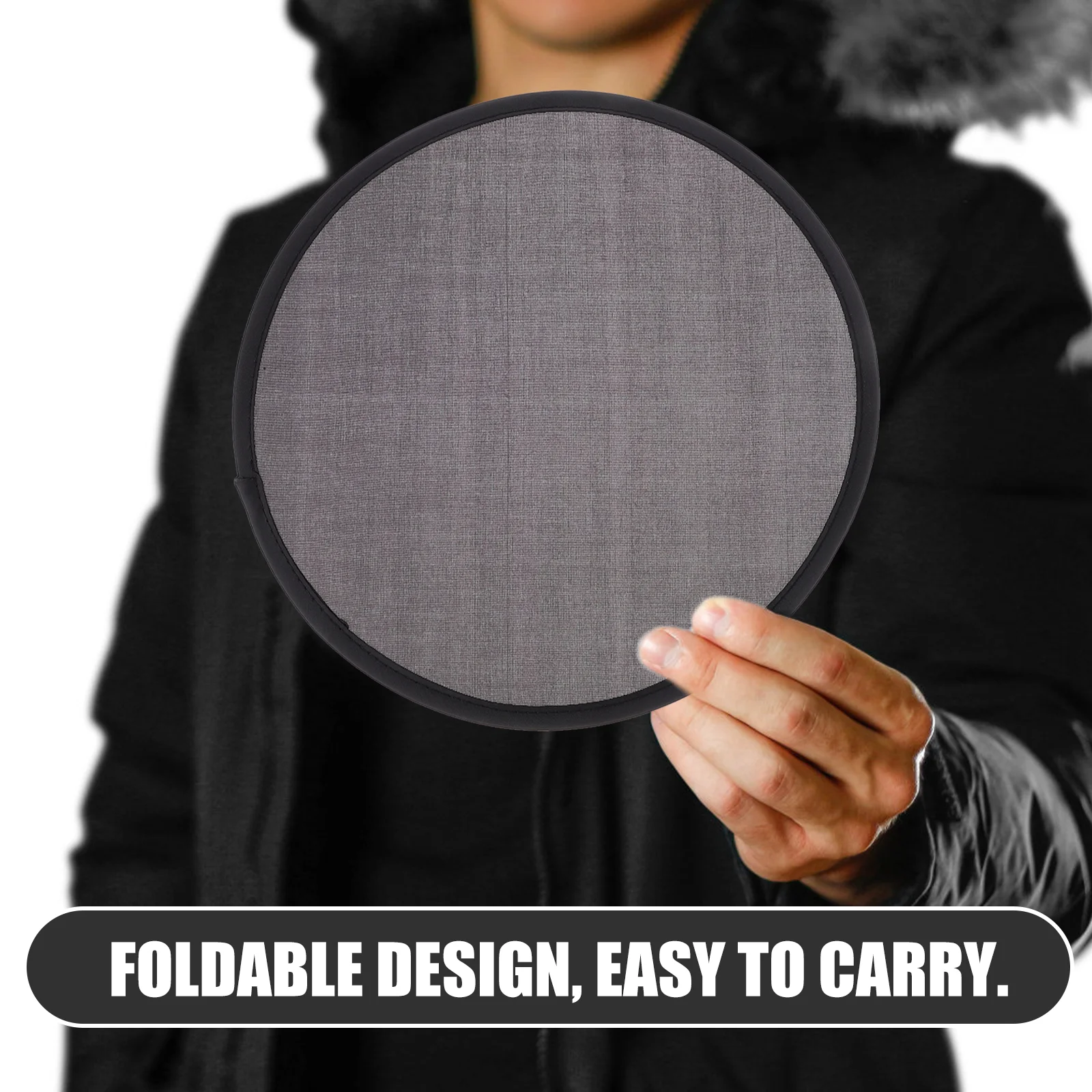 2 Pcs Black Folding Hand Fans Portable Decorative Dance Accessories Foldable Round Fans Handheld Mini Circular Home Decor