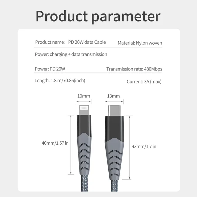 Caricatore IPhone 20W Con Cavi Lightning 1M+2M MFI - Ricarica Rapida PD Per IPhone 14/13/12/11 - Foto 4
