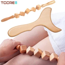 

2Pcs/Set Wood Muscle Roller Stick and Lymphatic Drainage Trowel, Wooden Therapy Massager Full Body Cellulite, Muscle Pain Relief