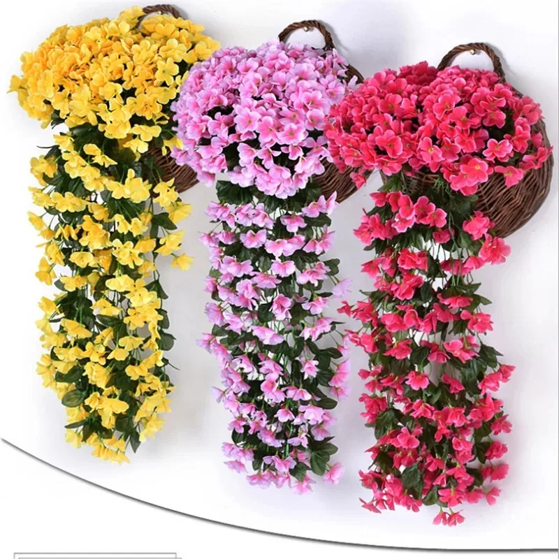 100CM Violet Artificial Flower Party Decoration Simulation Valentine S Day Wedding Wall Hanging Basket Flower Orchid Fake
