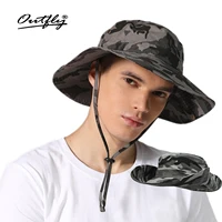 Outfly Outdoor UV Protection Wide Brim Cotton Bucket Hat Cowboy Fisherman's Foldable Camouflage Beach Cap Circumference 63CM 1