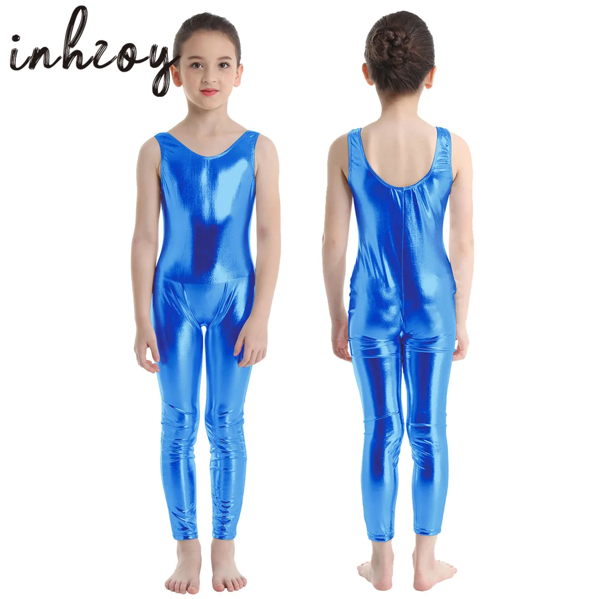 

Glossy Metallic Ballet Gymnastics Leotard Bodysuit Jumpsuit Costume Kids Girls Ballerina Tank Unitard Performance Dancewear