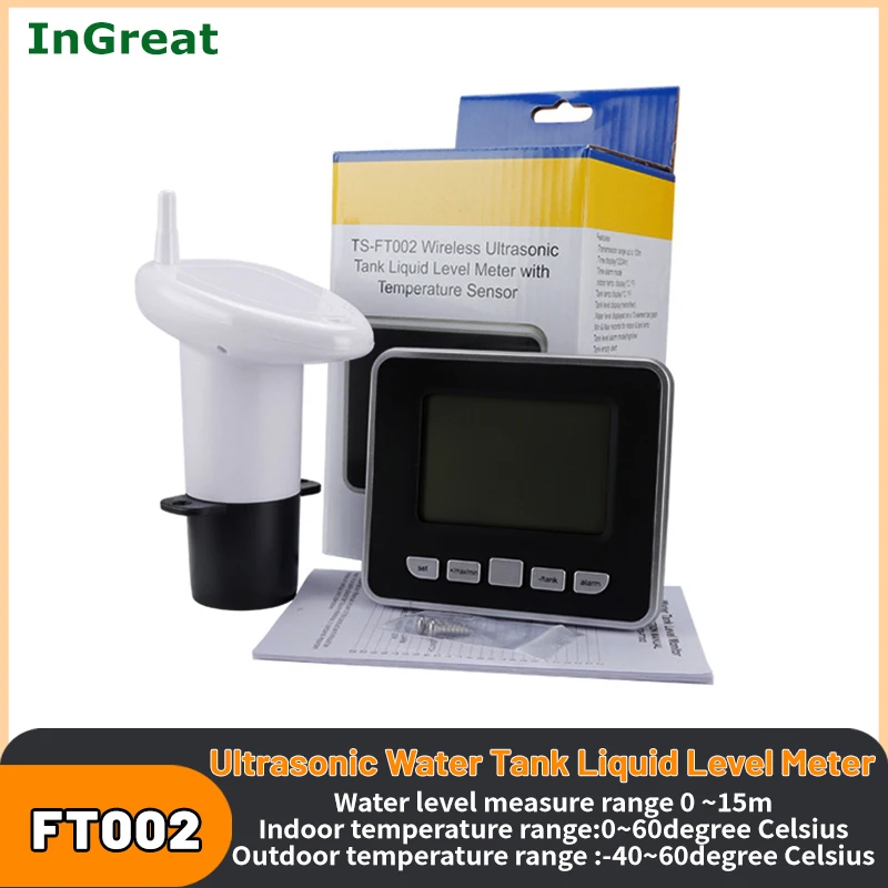 UltrasonicWaterLevelSensorWaterLevelMeterWirelessWaterTankGaugeIndicatorLiquidDepth