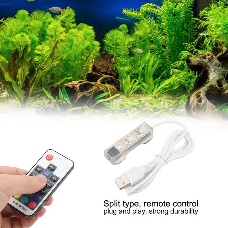 Portable Split LED Lights with Remote Control for USB Aquariums aquarium light