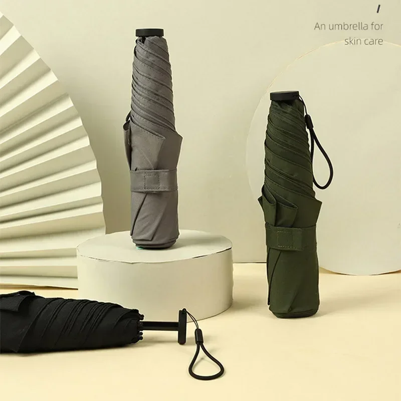 Mini Umbrella Folding Umbrella Mini Sun Umbrella Sun Umbrella Small Umbrella Super Light Women Umbrellas Three-folding Mini Parasol Anti UV Sun Protection Portable for Travel 110g