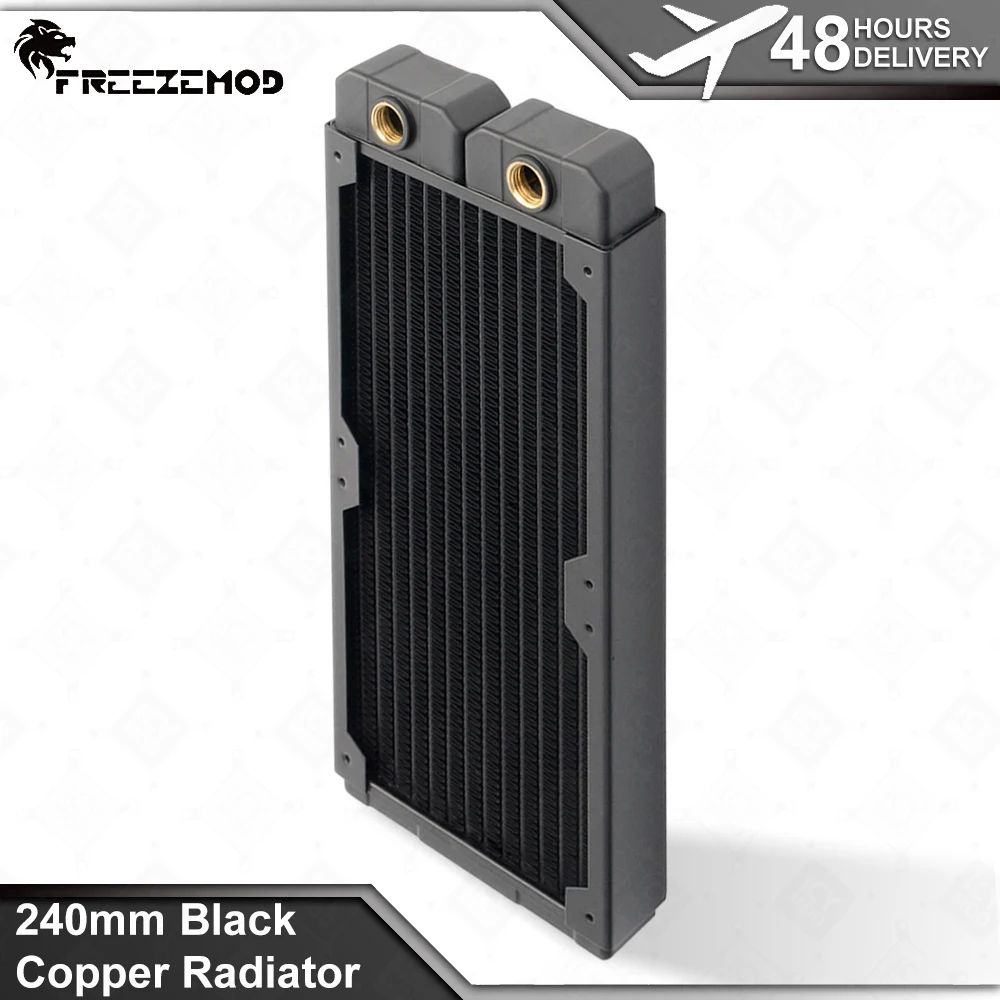 Zemod-copper Liquid Cooling Radiator Refrigerador de Água Ventilador Duplo 14 Flat Tube Fin 12cm Fan Bit Dissipador de Calor 240 mm 24cm