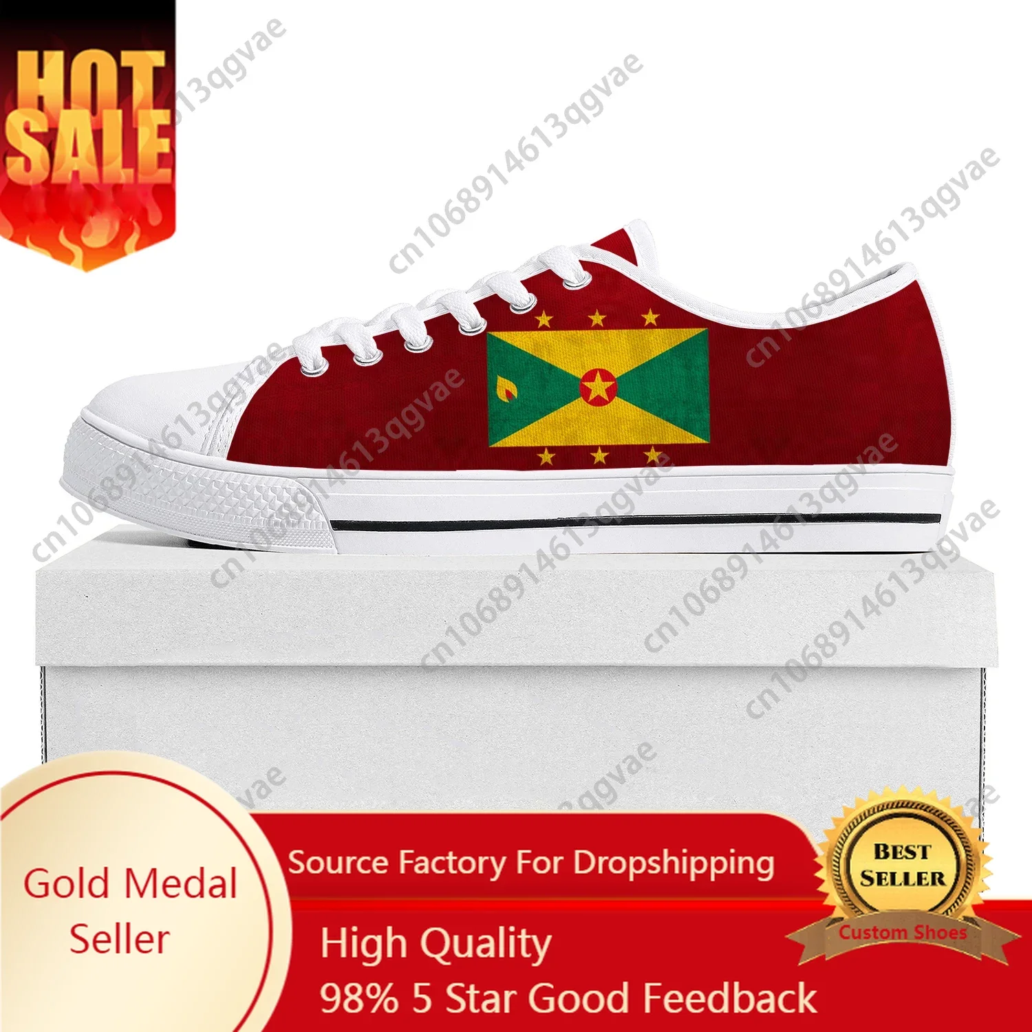 Grenada Flag Low Top High Quality Sneakers Mens Womens Teenager Canvas Sneaker Grenada Prode Casual Couple Shoes Custom Shoe