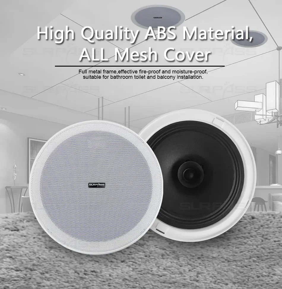 Home Background Music System 6 Inch 8ohm 15W Surround Sound Passive Audio passive Ceiling Speakers Loud for Roof Speakers Cinema