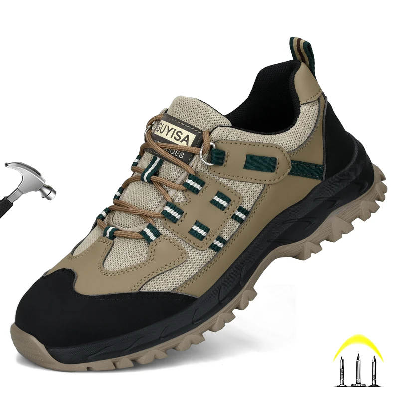 

Dian Sen Men Safety Shoes Indestructible Work Sneakers Steel Toe Puncture-Proof Non Slip Sneaker Light Breathable Sport For Men