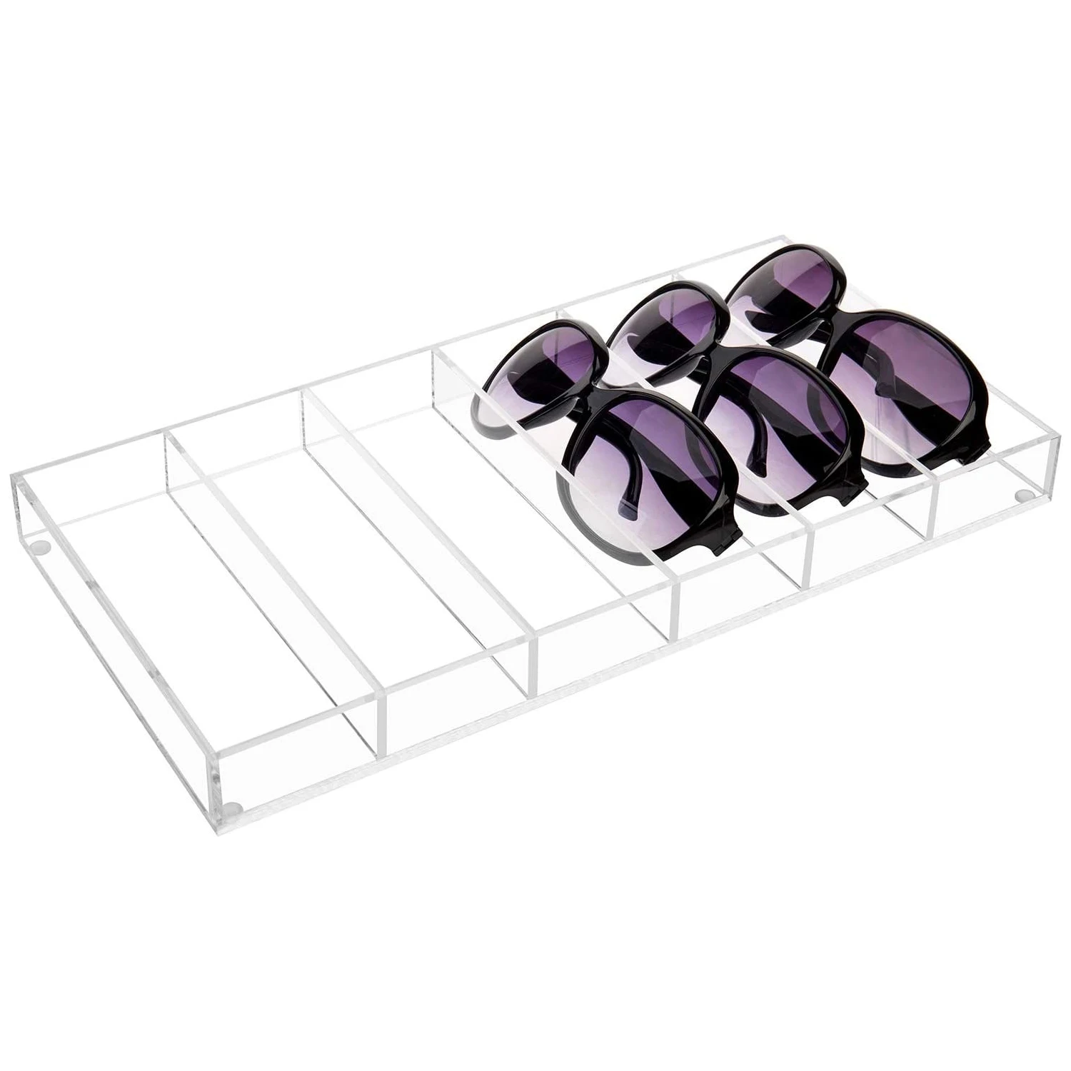 

Acrylic Sunglasses Display Organizer,6 Slot Clear Eyeglasses Storage Box,Eyewear Display Tray for for Sunglasses Protective Case