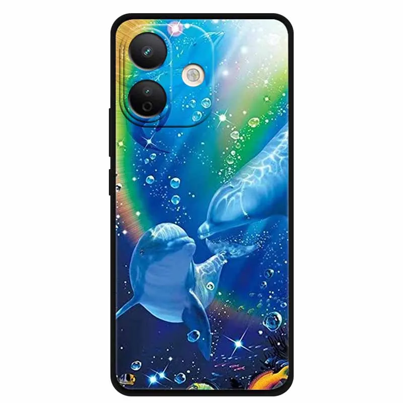 Vibrant Painted Silicone Soft Back Cover - Black TPU Coque