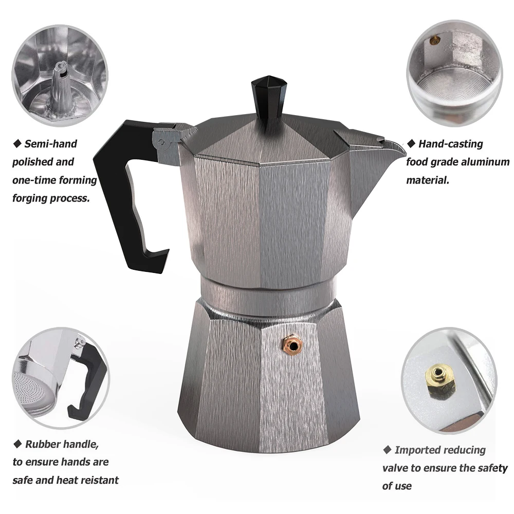 Mixpresso Aluminum Moka stove coffee maker, Moka Pot Coffee Maker for Gas,  Electric Stove Top, Classic Italian Coffee Maker, Espresso Maker Stovetop