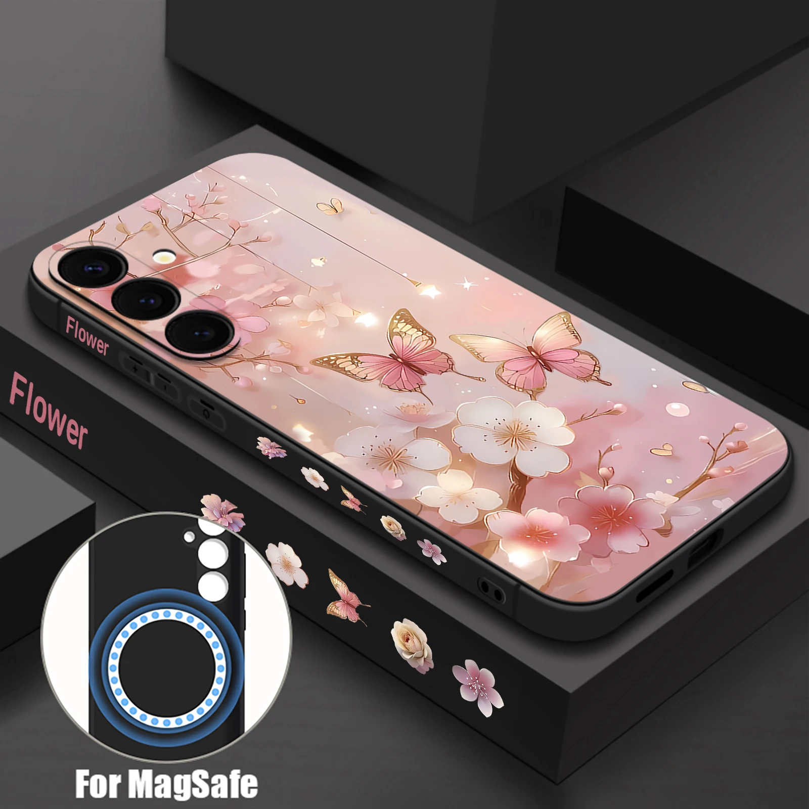 Butterfly Flower Magnetic Soft TPU Phone Case Cover