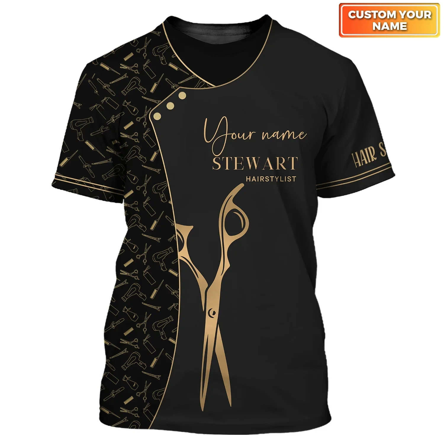 Neuestes Sommer-Herren-T-Shirt mit individuellem Namen, Friseur, 3D-gedruckt, Unisex-T-Shirt, Friseur-Werkzeuge, T-Shirts (nicht Arbeitskleidung) DW179 – Detail 10