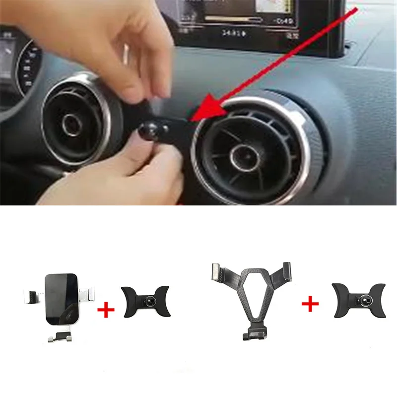 1Set Abs Material For 2014-2020 Audi A3 8V1 8Vk Special Car Phone Holder Fixed Bracket Stand Mobile Gravity Linkage