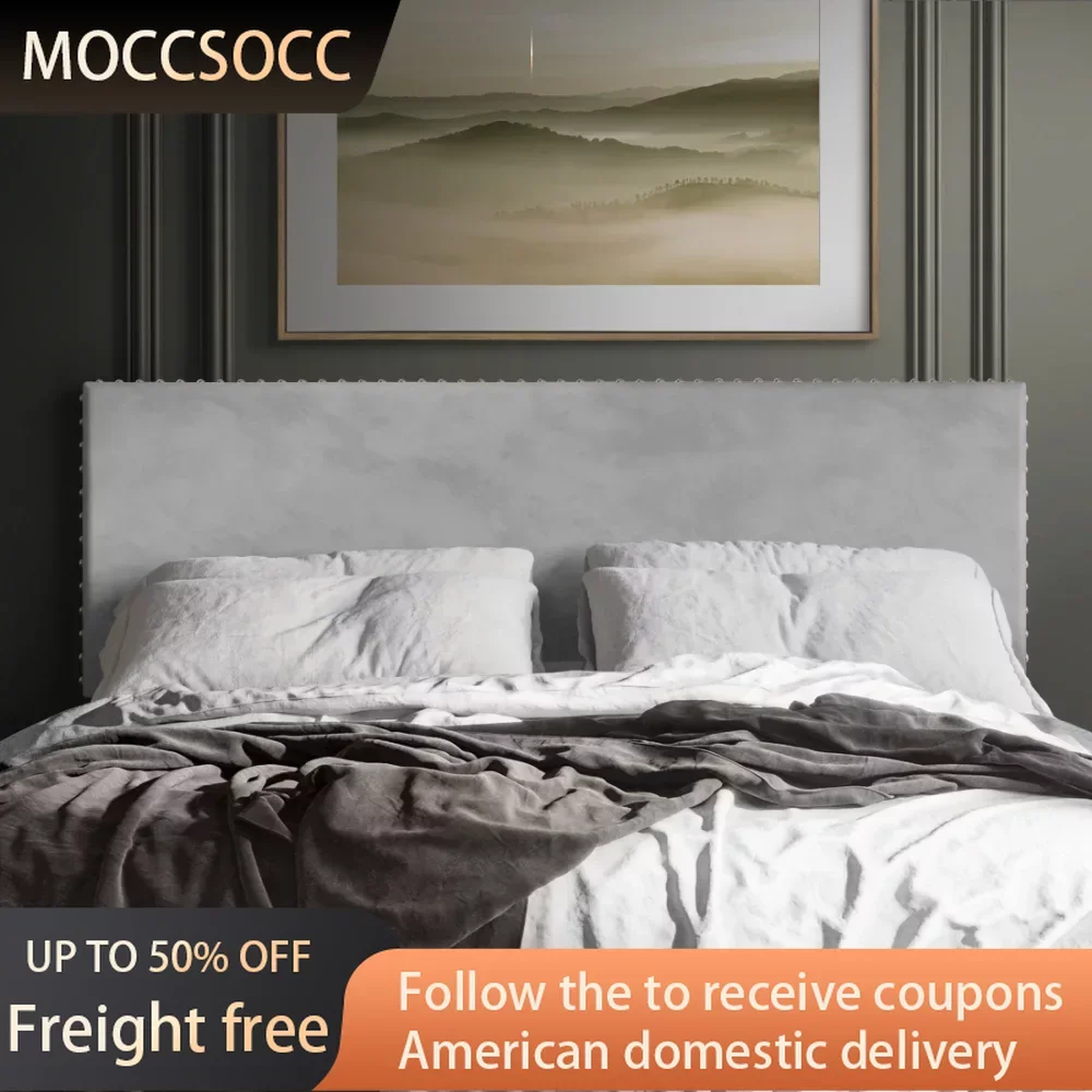 

Upholstered Nailhead Trim Velvet Headboard Beds & Furniture Silver Grey Headboards King Freight Free Bedroom Home