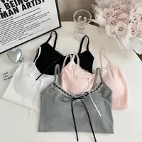 Chaud élégant dentelle Sexy gilet été décontracté sans manches t-shirts fille mince Camisole INS Y2k Streetwear dos nu gilet avec rembourré 3