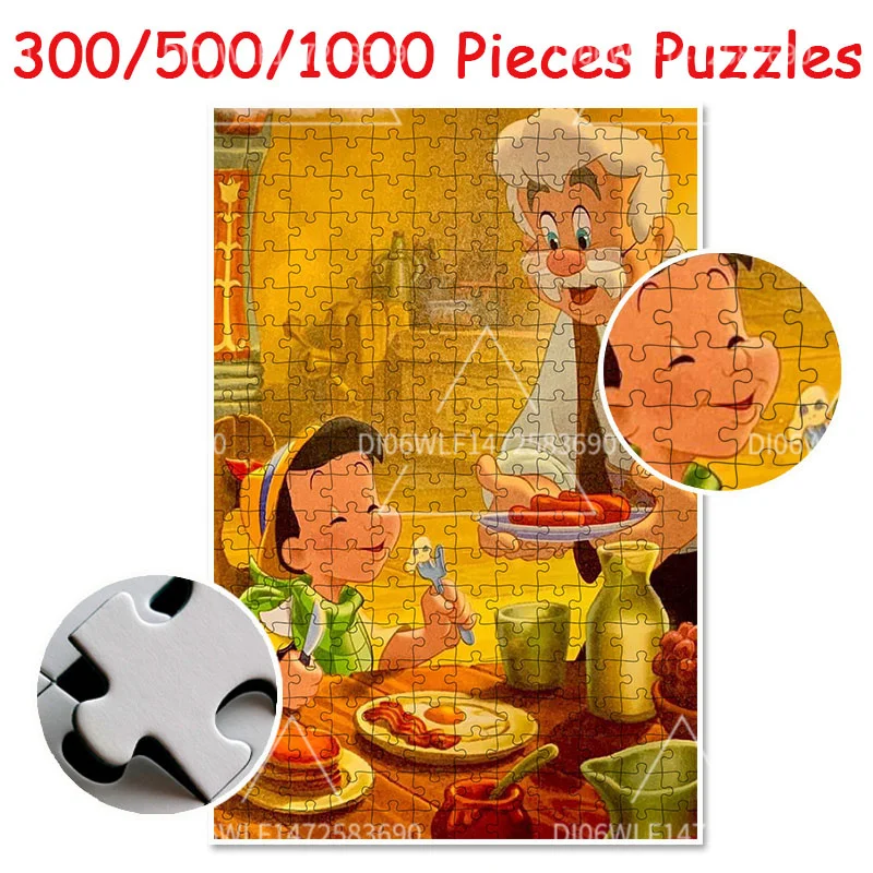 

Disney Pinocchio 300/500/1000Pcs Wooden Puzzles Children's Educational Toys Adult Handmade Gift Puzzle Toys Collectible Art HD