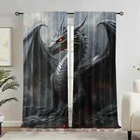 2pc,  Curtains Dragon pattern Versatile 100% Polyester,Without Electricity Holiday Decorations Applies to Seasonal Decorations 1