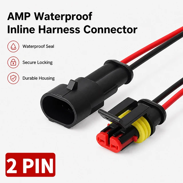 2Pin Waterproof AMP Auto Connector 18AWG Male Female with Wire Quick Disconnect for Truck DJ7021-1.5-11/21 OEM 282080-1/282104-1 1